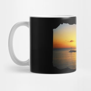 Beautiful orange sunset by the ocean photo Greece Mug